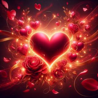 Glowing hearts wallpaper