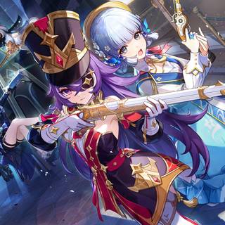 Arlecchino Genshin desktop wallpaper