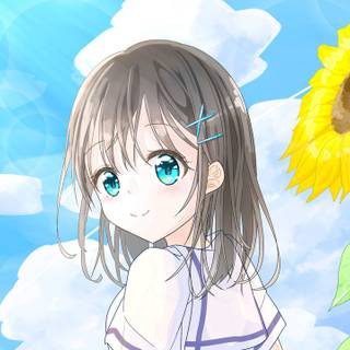 Anime girl summer sunflower wallpaper