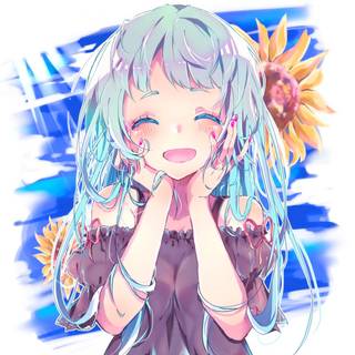 Anime girl summer sunflower wallpaper