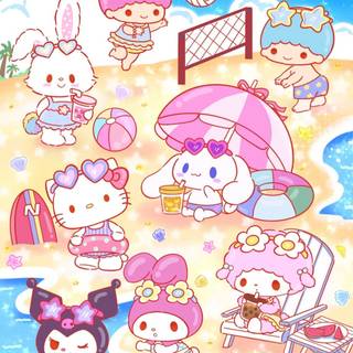 My Melody and Kuromi summer wallpaper