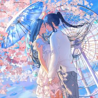 Spring anime couple wallpaper
