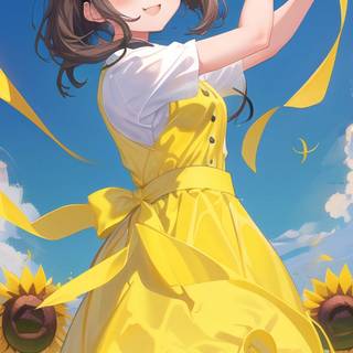 Anime girl summer sunflower wallpaper