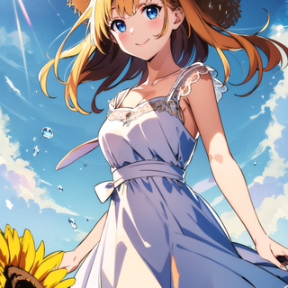 Anime girl summer sunflower wallpaper