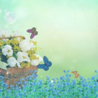 Spring baskets wallpaper