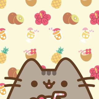 Kawaii summer Pusheen wallpaper