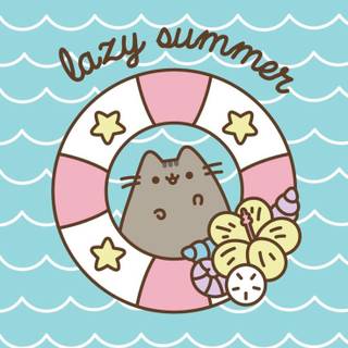 Kawaii summer Pusheen wallpaper