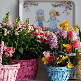 Spring baskets wallpaper