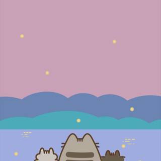 Kawaii summer Pusheen wallpaper