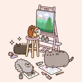 Kawaii summer Pusheen wallpaper