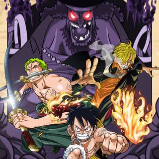 Luffy and Zoro phone wallpaper