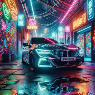 Neon cars iPhone wallpaper