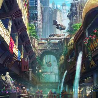 Solarpunk phone wallpaper