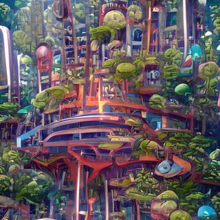 Solarpunk phone wallpaper