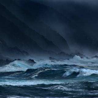 Stormy beach wallpaper