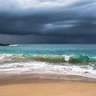 Stormy beach wallpaper