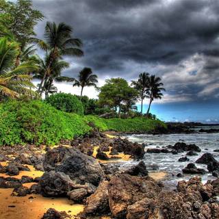 Stormy beach wallpaper