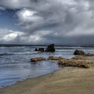 Stormy beach wallpaper