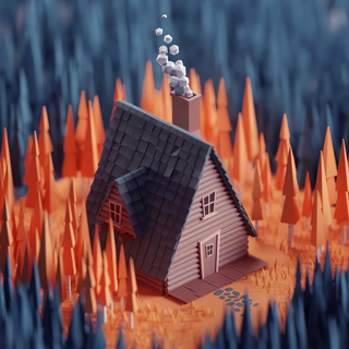 Autumn cabin wallpaper