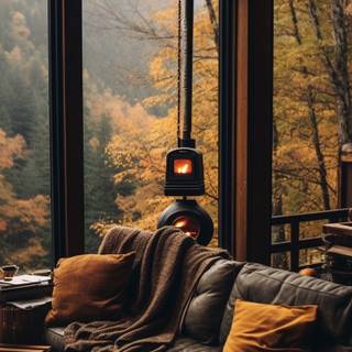 Autumn cabin wallpaper