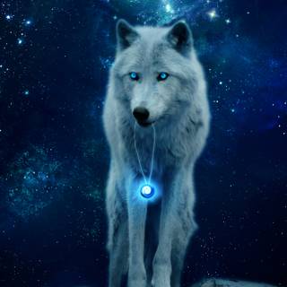 Wolf at night wallpaper