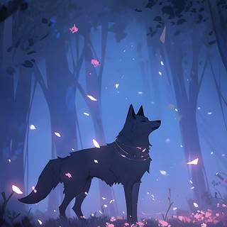 Wolf at night wallpaper