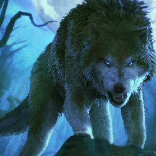 Wolf at night wallpaper