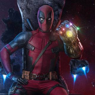 Deadpool with Infinity Stones wallpaper