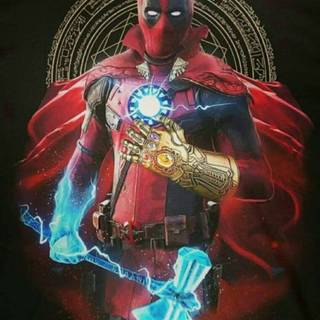 Deadpool with Infinity Stones wallpaper