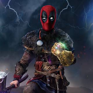 Deadpool with Infinity Stones wallpaper