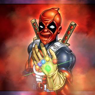 Deadpool with Infinity Stones wallpaper