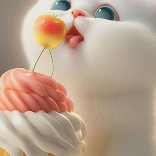 Cute cat with cake wallpaper