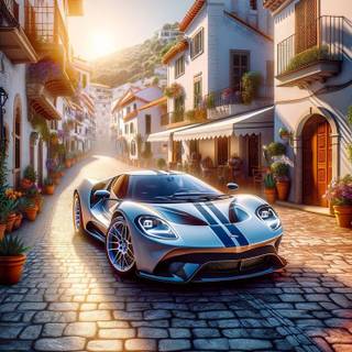 Car and house wallpaper