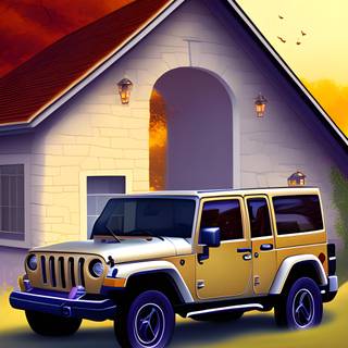 Car and house wallpaper