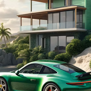 Car and house wallpaper