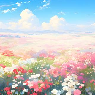 Aesthetic spring meadow wallpaper