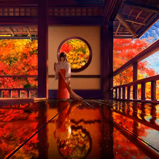 Japan red tree anime wallpaper