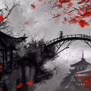 Japan red tree anime wallpaper