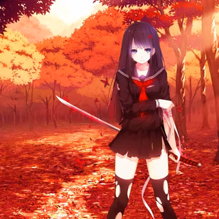 Japan red tree anime wallpaper