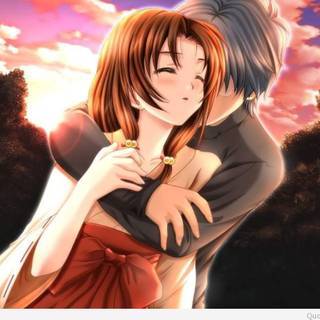 Anime couple cuddling wallpaper