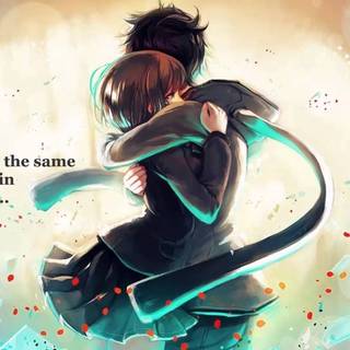 Anime couple cuddling wallpaper