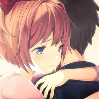 Anime couple cuddling wallpaper