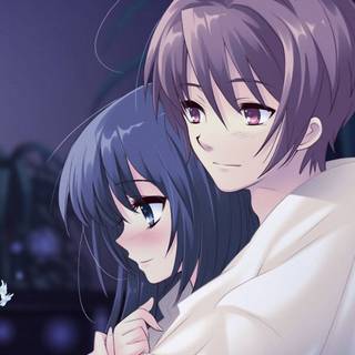Anime couple cuddling wallpaper