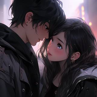 Anime couple cuddling wallpaper