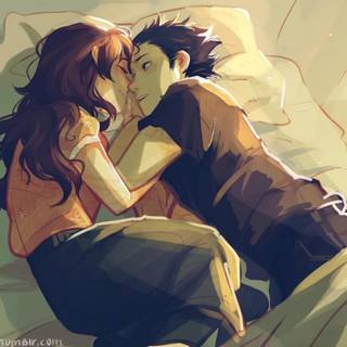 Anime couple cuddling wallpaper