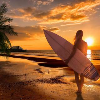 Beach girl 4k wallpaper