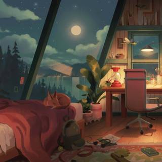 Cozy autumn lofi wallpaper