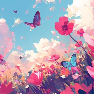 Art spring flowers PC wallpaper