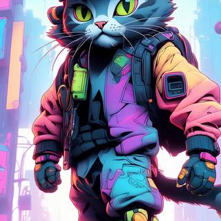 Cat cartoon 4k wallpaper