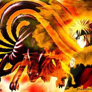 Naruto and Nine Tailed Fox wallpaper